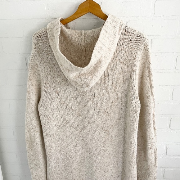 L.L. Bean Women's Hooded Cable Knit Cardigan - Beige - Picture 13 of 15